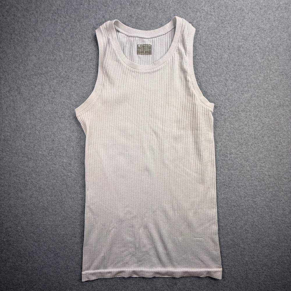 Athleta Tank Top Women Size S Light Gray Excellent Ribbed Seamless Yoga Athletic